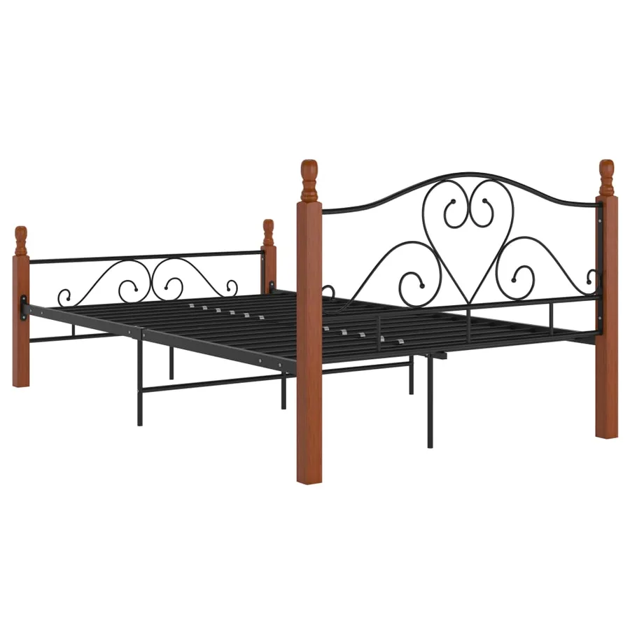 Cadre de lit sans matelas noir métal 120x200 cm - 5
