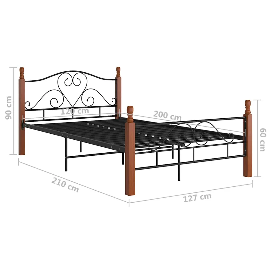 Cadre de lit sans matelas noir métal 120x200 cm - 7