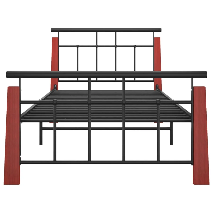 Cadre de lit sans matelas métal bois de chêne massif 90x200 cm - 3