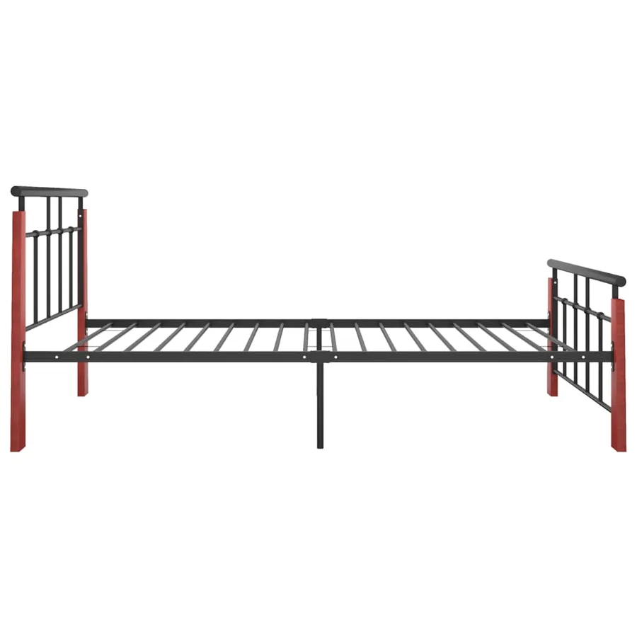 Cadre de lit sans matelas métal bois de chêne massif 90x200 cm - 4