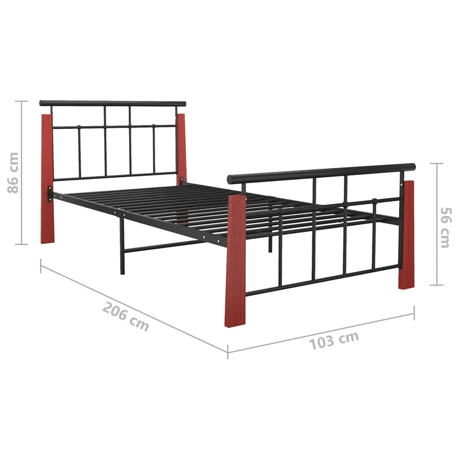 Cadre de lit sans matelas métal bois de chêne massif 90x200 cm - 7