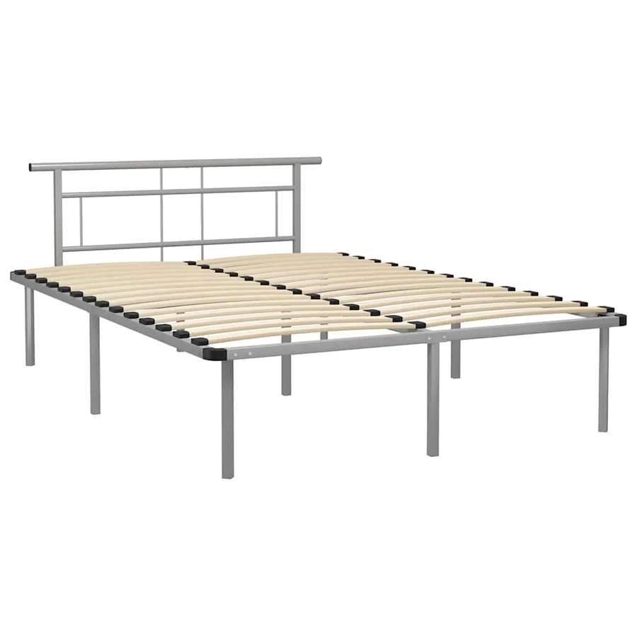 Cadre de lit sans matelas gris métal 140x200 cm - 2