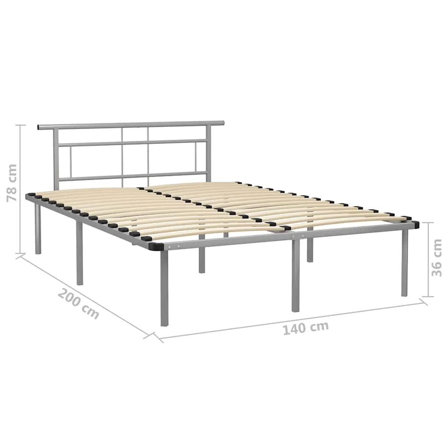 Cadre de lit sans matelas gris métal 140x200 cm - 6