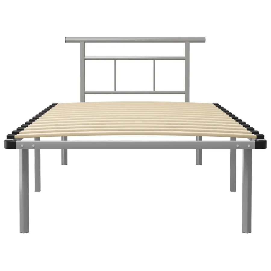 Cadre de lit sans matelas gris métal 100x200 cm - 3