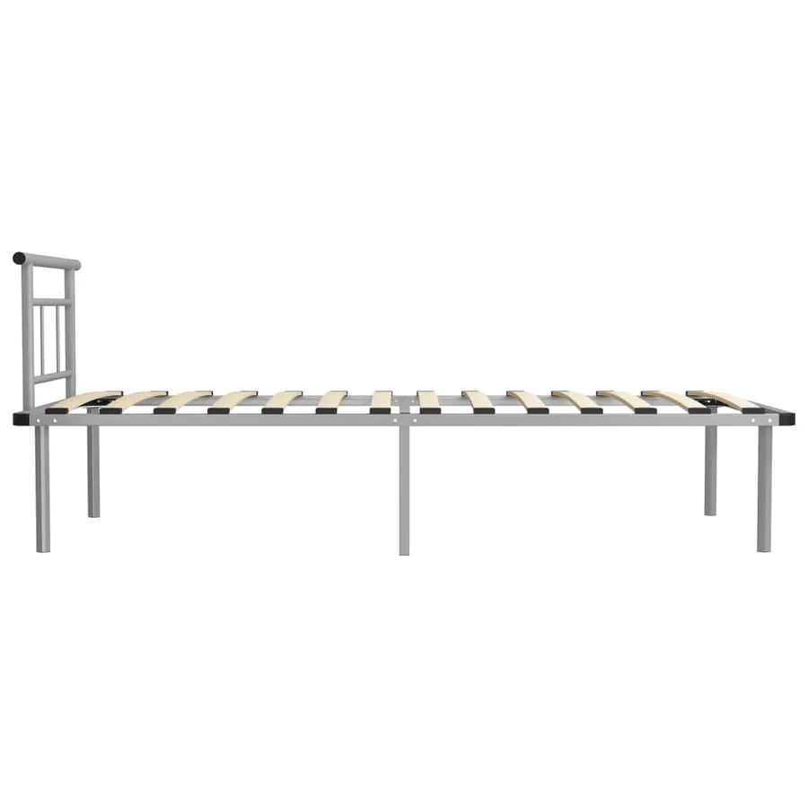 Cadre de lit sans matelas gris métal 100x200 cm - 4