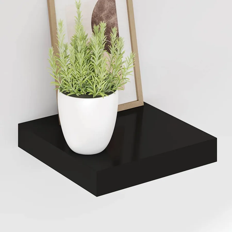 Étagère flottante murale noir 23x23,5x3,8 cm MDF - 4