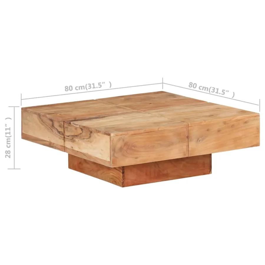 Table basse 80x80x28 cm Bois d'acacia massif - 6