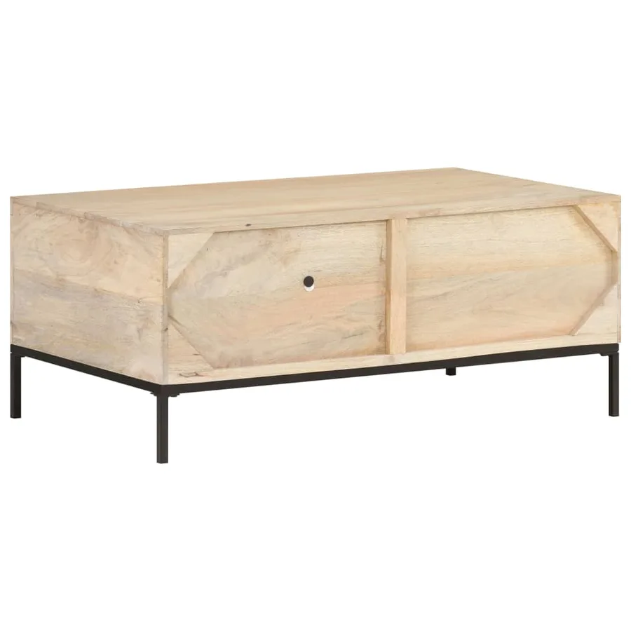 Table basse 90x50x37 cm Bois de manguier et canne naturelle - 4