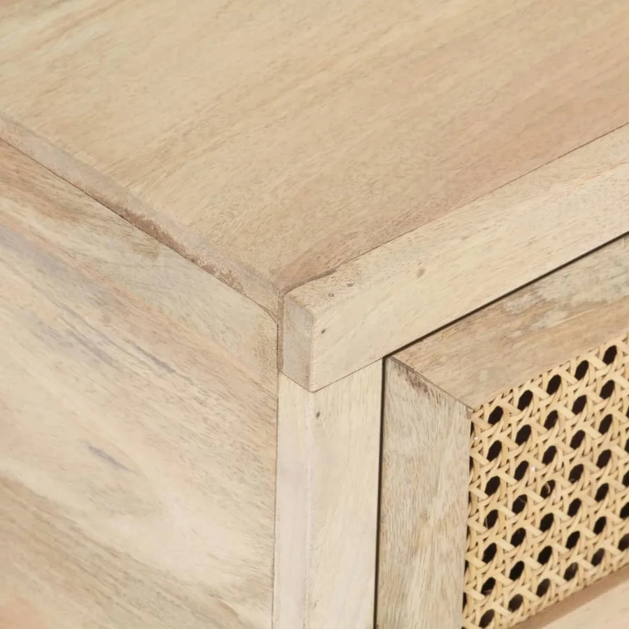 Table basse 90x50x37 cm Bois de manguier et canne naturelle - 5