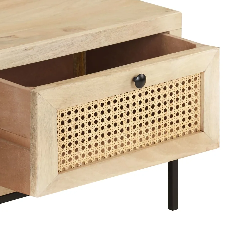 Table basse 90x50x37 cm Bois de manguier et canne naturelle - 6