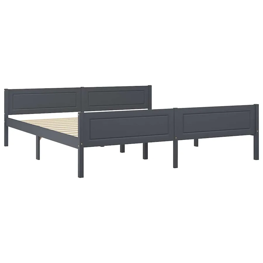 Cadre de lit sans matelas bois massif de pin gris 180x200 cm - 2