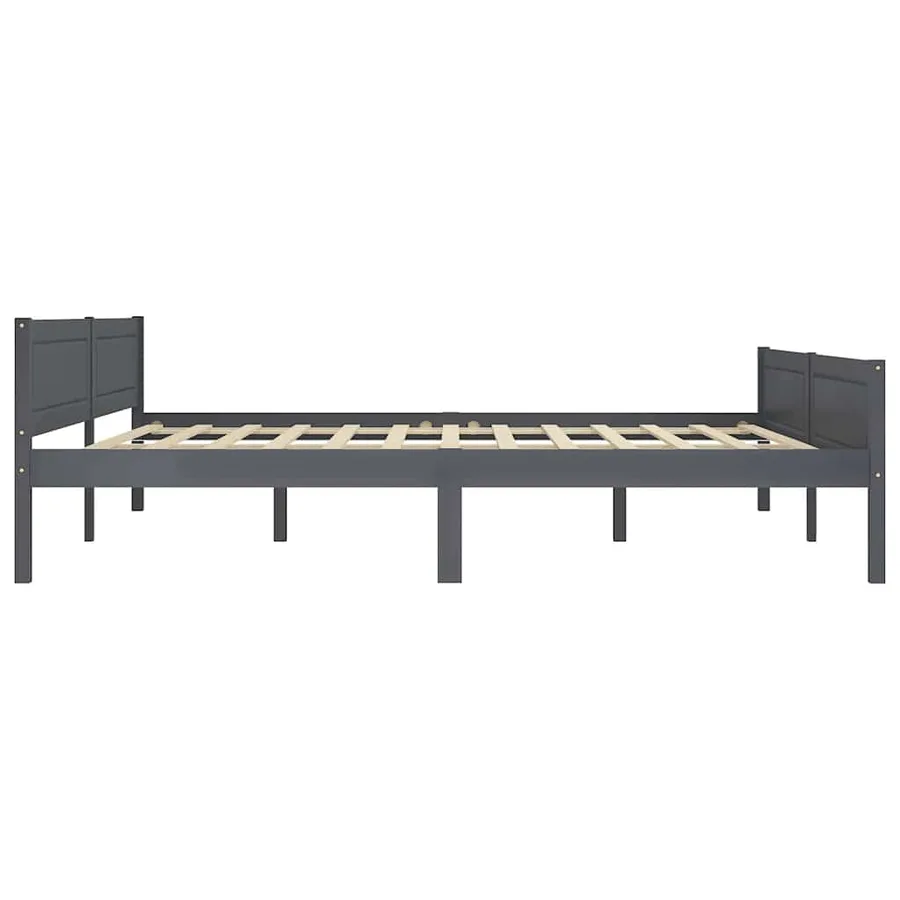 Cadre de lit sans matelas bois massif de pin gris 180x200 cm - 4