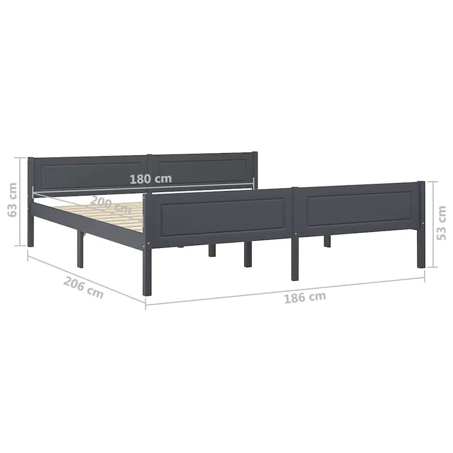 Cadre de lit sans matelas bois massif de pin gris 180x200 cm - 6