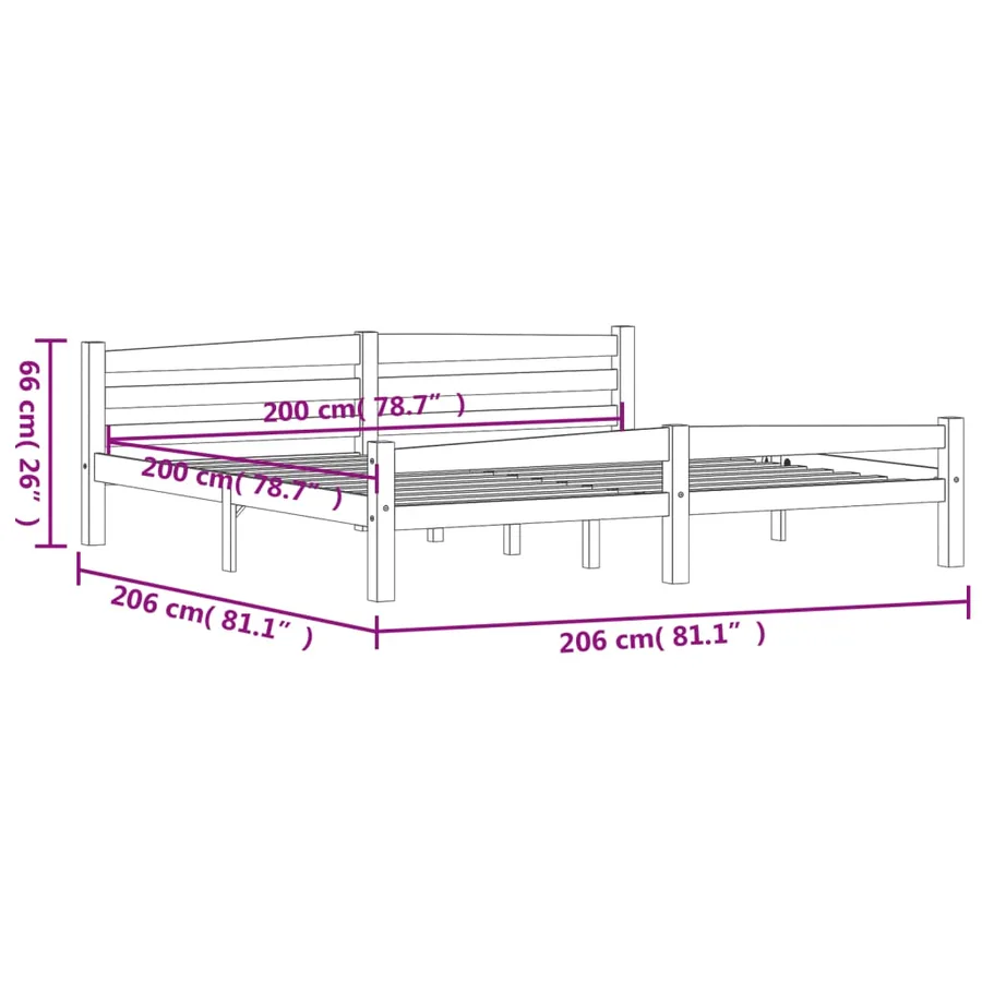 Cadre de lit sans matelas bois massif de pin 200x200 cm - 7