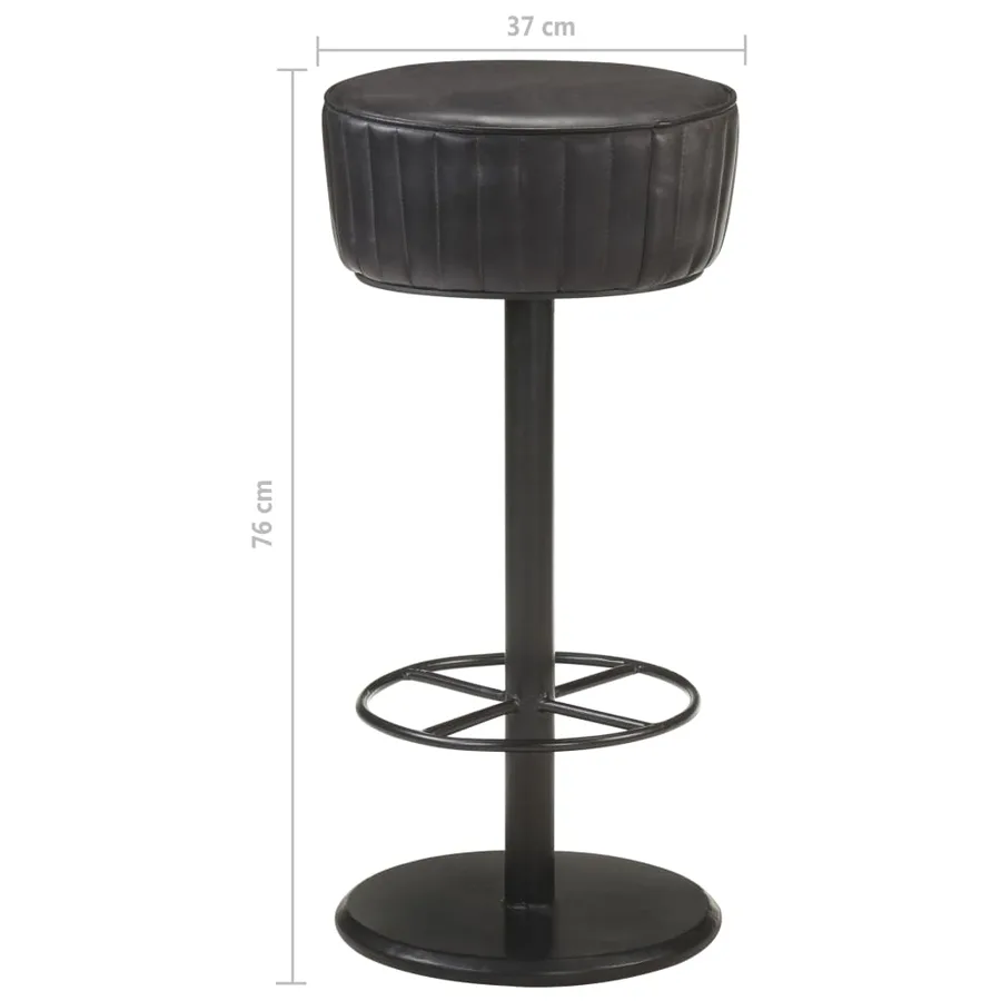 Tabouret de bar Noir Cuir véritable - 5