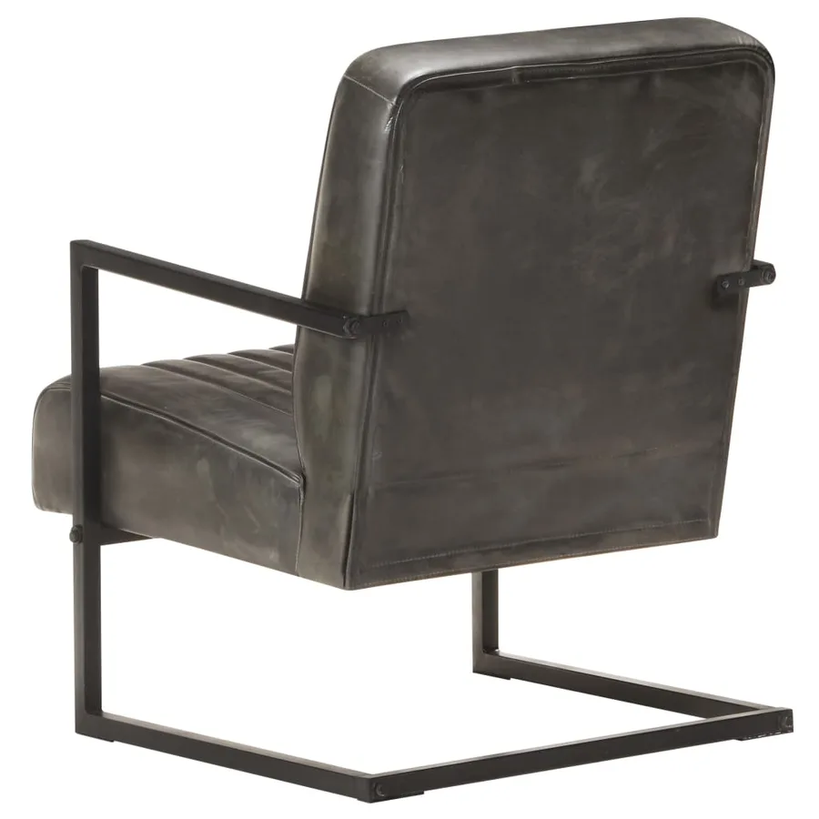 Chaise de canapé cantilever gris délavé cuir véritable - 4