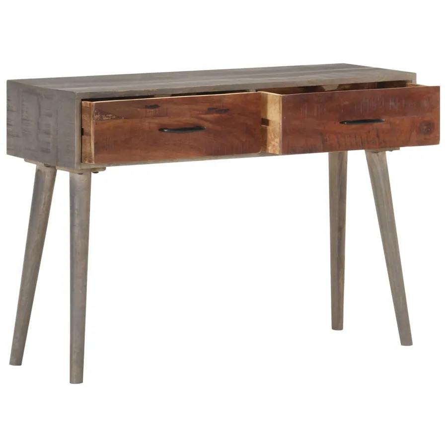Table console Gris 110x35x75 cm Bois de manguier massif brut - 2