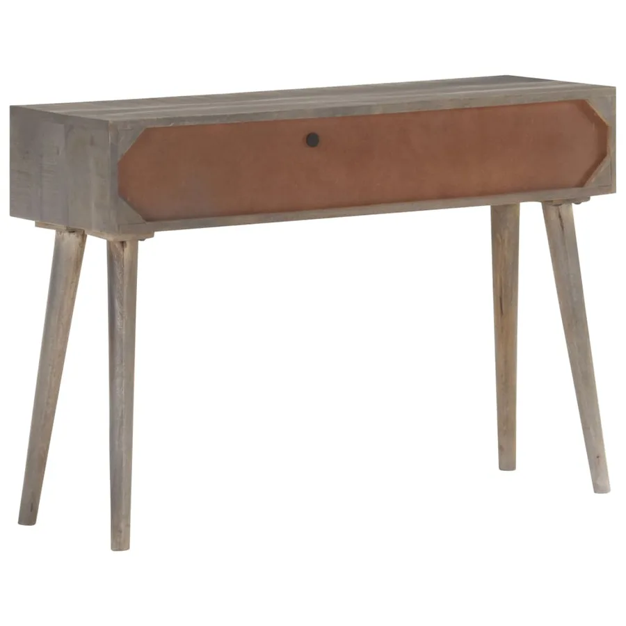 Table console Gris 110x35x75 cm Bois de manguier massif brut - 4