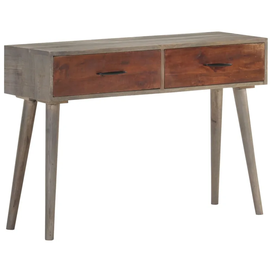 Table console Gris 110x35x75 cm Bois de manguier massif brut - 8