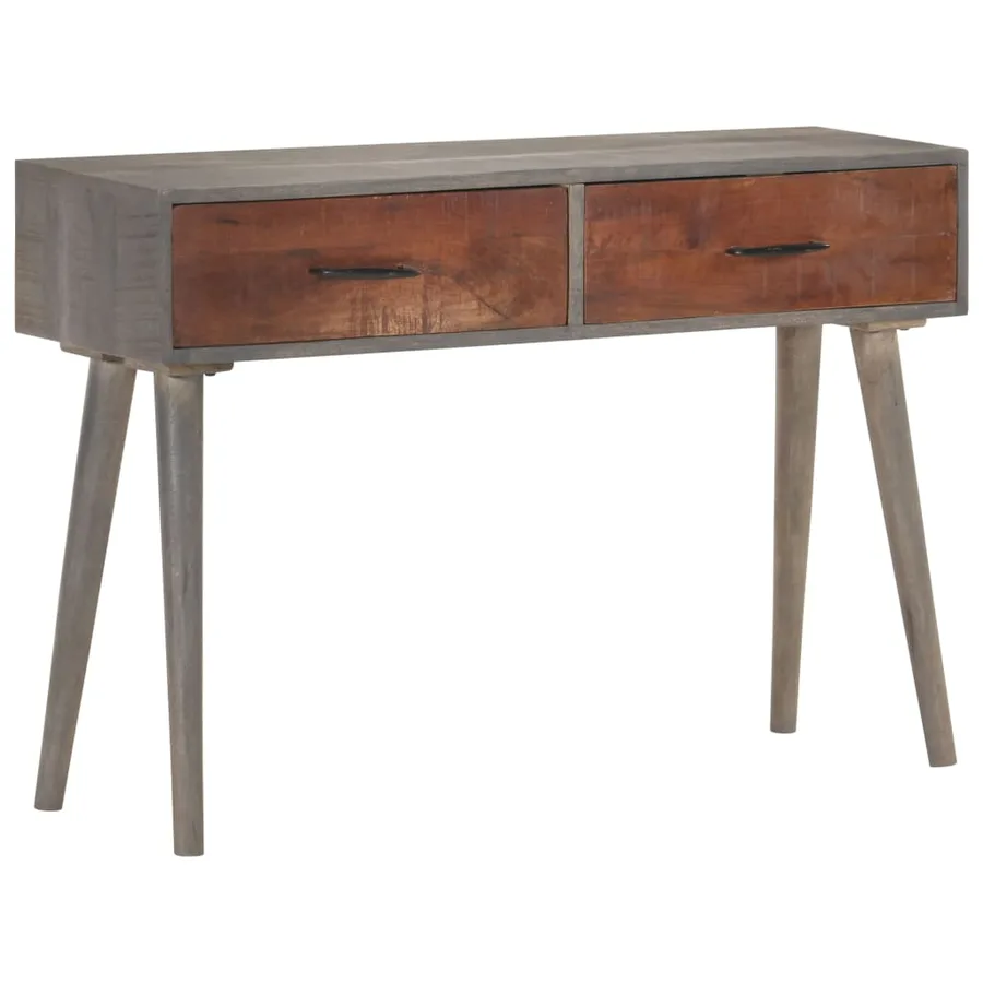 Table console Gris 110x35x75 cm Bois de manguier massif brut - 9