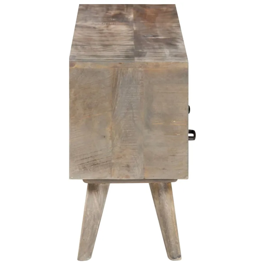 Meuble TV Gris 130x35x51 cm Bois massif de manguier brut - 3