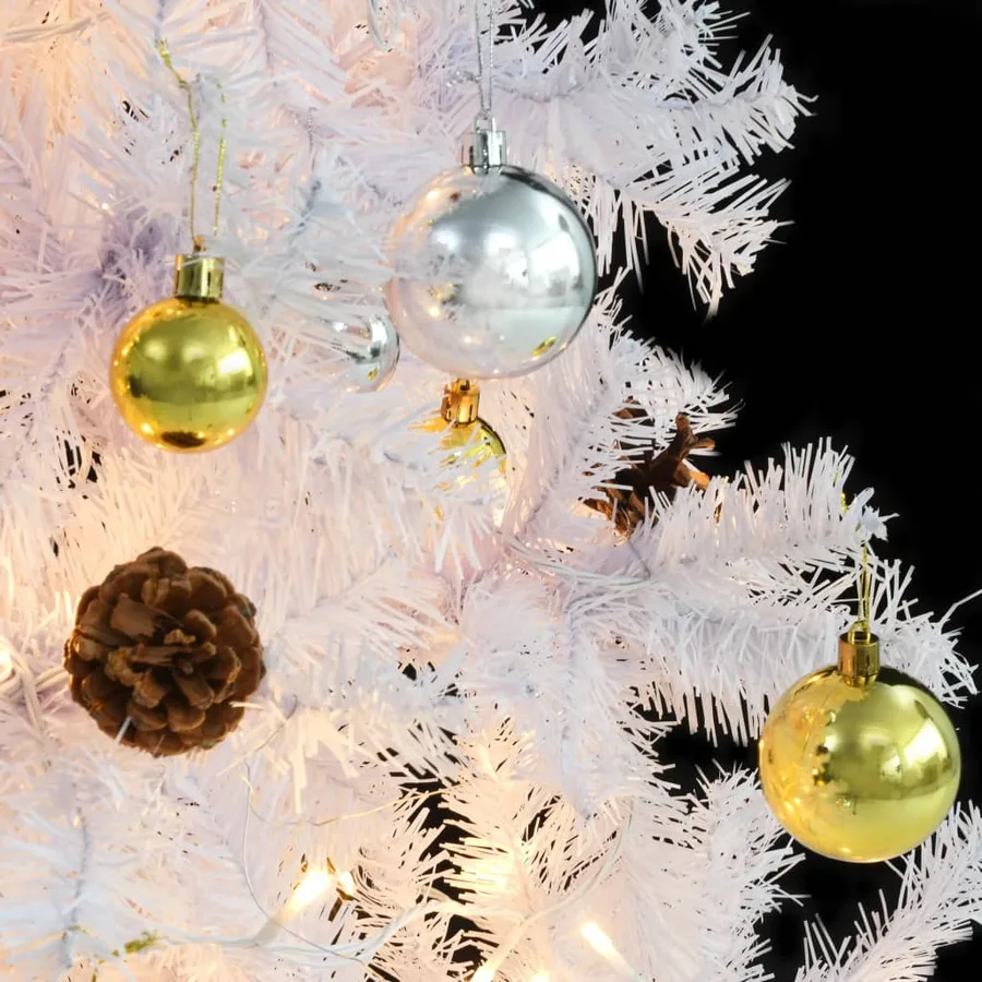 Arbre de Noël artificiel pré-éclairé avec boules blanc 150 cm - 8