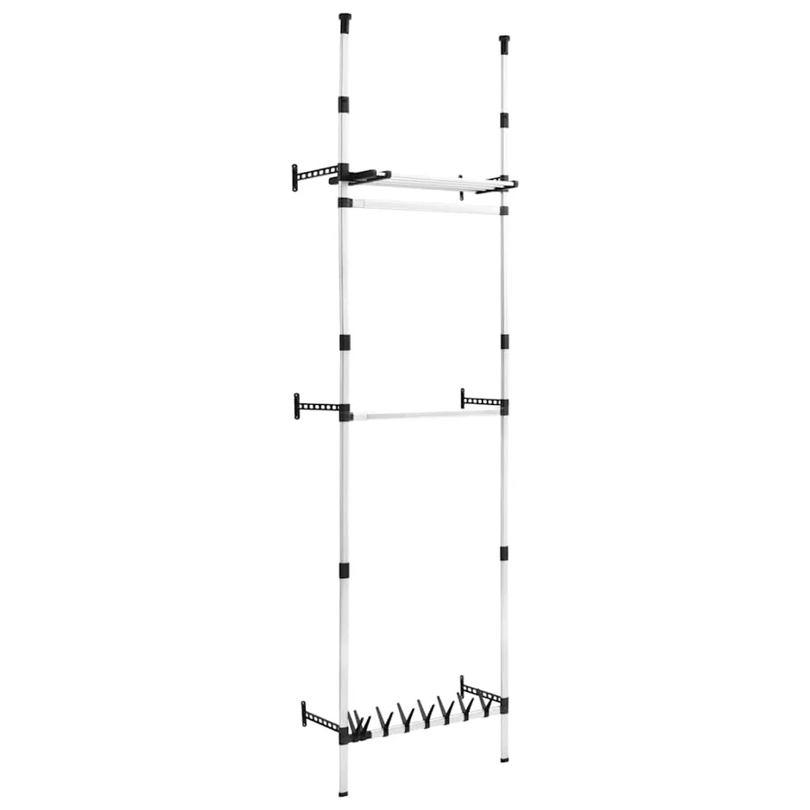 Système de garde-robe télescopique barres et étagère Aluminium - 2