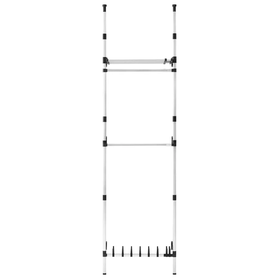 Système de garde-robe télescopique barres et étagère Aluminium - 6