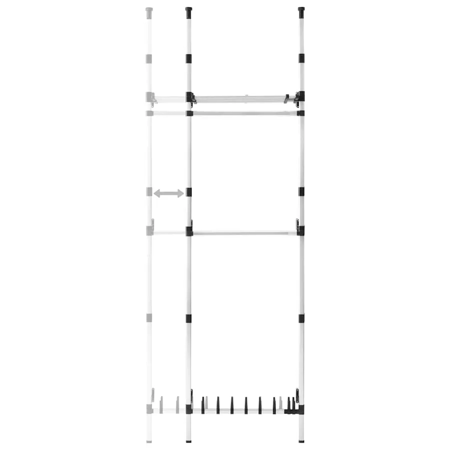 Système de garde-robe télescopique barres et étagère Aluminium - 7