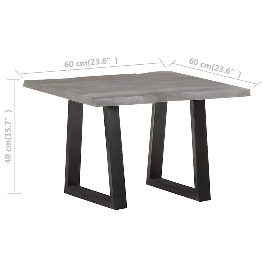 Table basse avec bord naturel 60x60x40 cm Bois d'acacia massif - 7