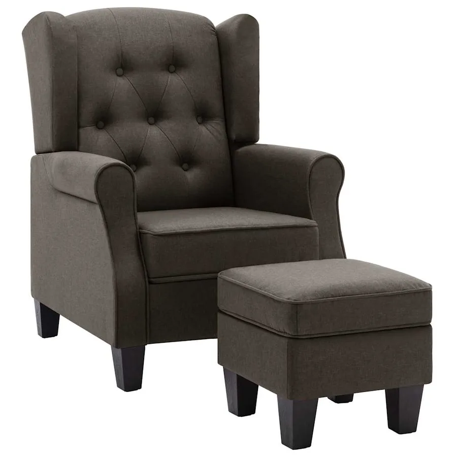 Fauteuil avec repose-pied Taupe Tissu - 2