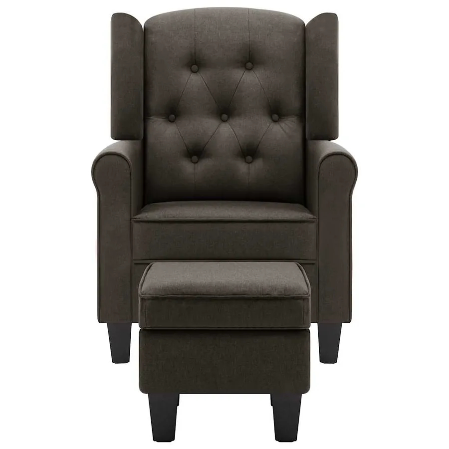 Fauteuil avec repose-pied Taupe Tissu - 3
