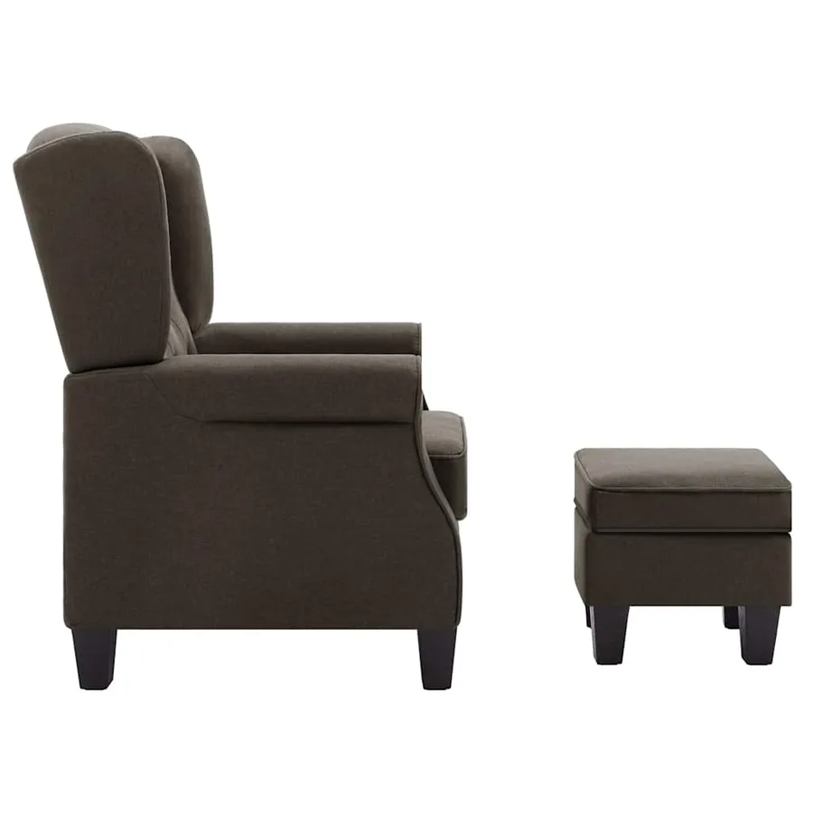 Fauteuil avec repose-pied Taupe Tissu - 4