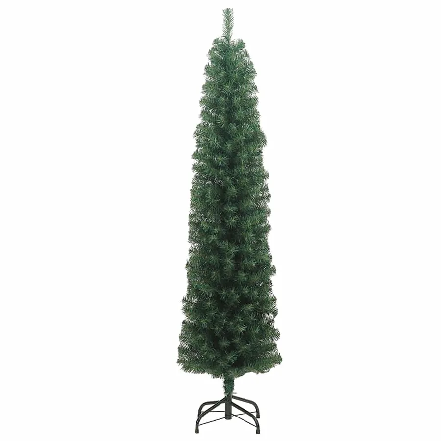 Sapin de Noël artificiel mince avec support vert 180 cm PVC - 3