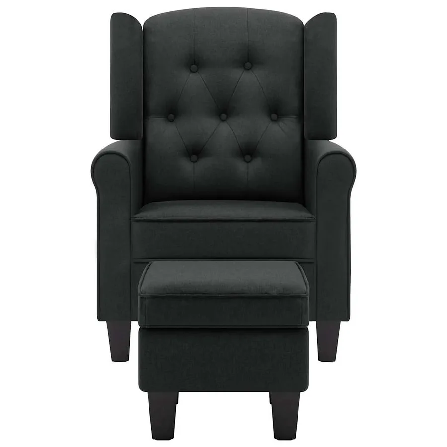 Fauteuil avec repose-pied Gris foncé Tissu - 3
