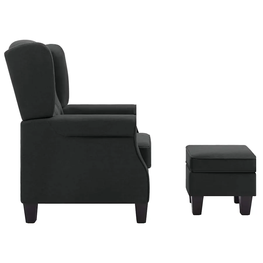 Fauteuil avec repose-pied Gris foncé Tissu - 4