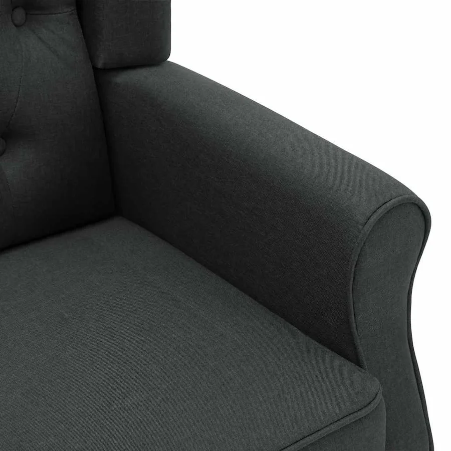 Fauteuil avec repose-pied Gris foncé Tissu - 6