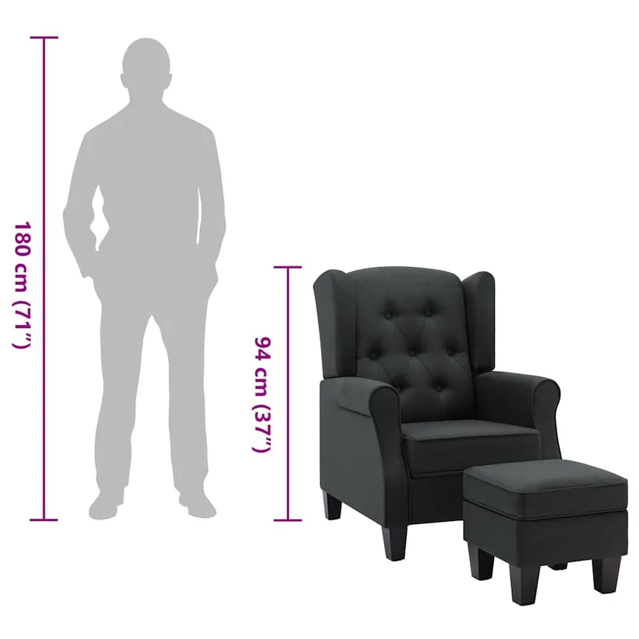 Fauteuil avec repose-pied Gris foncé Tissu - 9