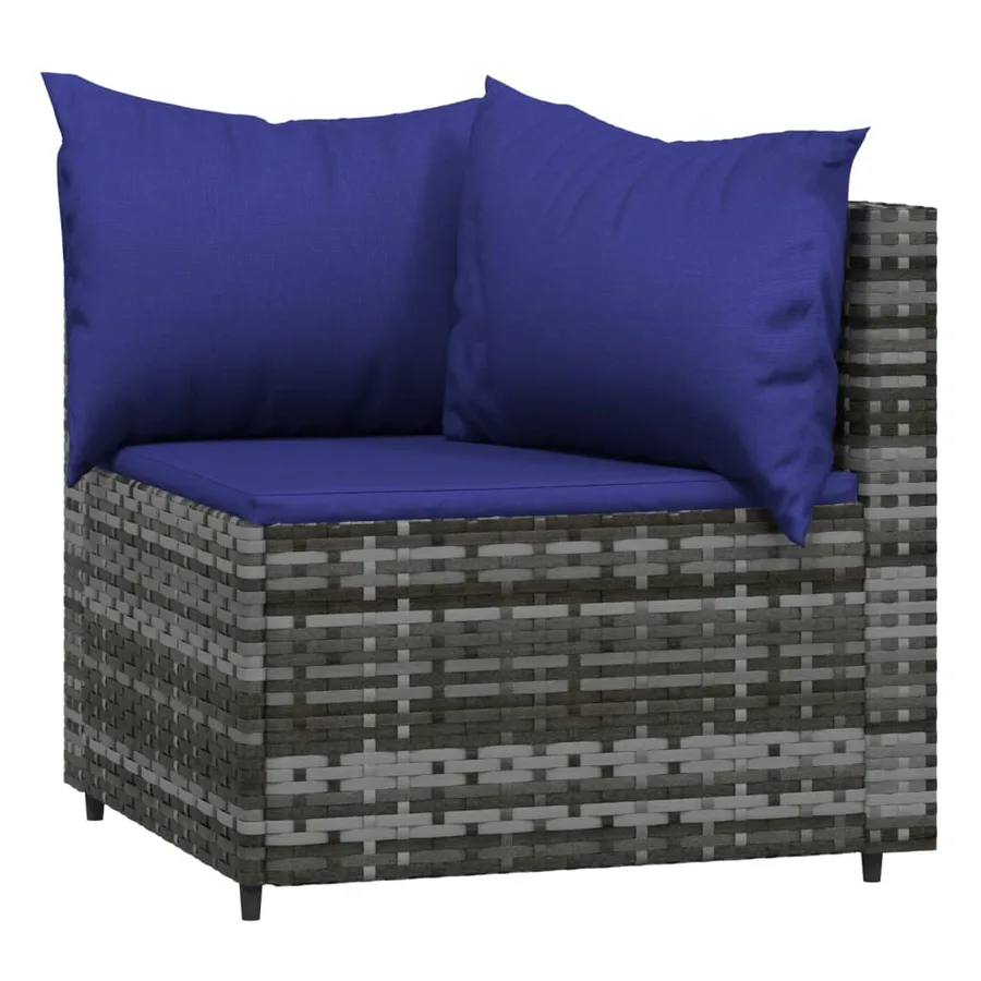 Salon de jardin 4 pcs avec coussins Gris Résine tressée - 4