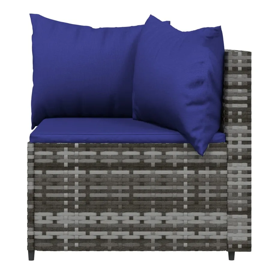Salon de jardin 4 pcs avec coussins Gris Résine tressée - 5