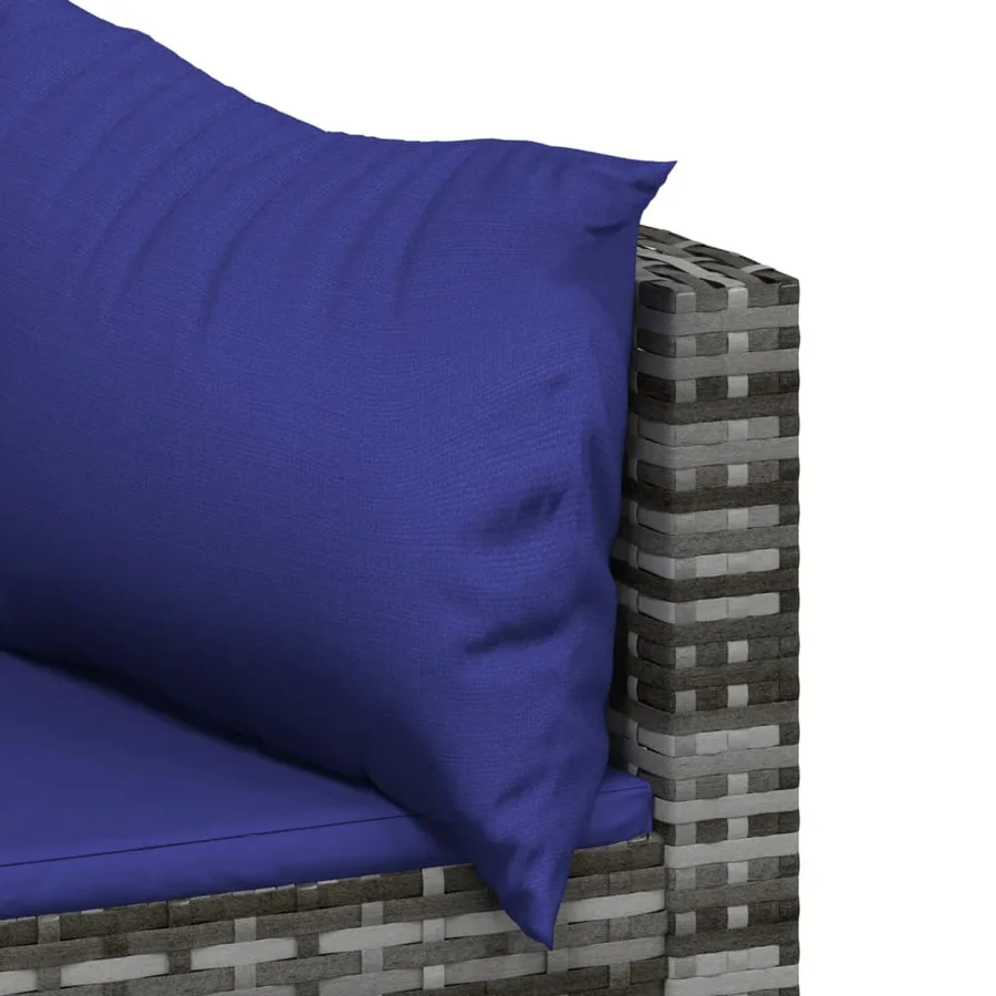 Salon de jardin 4 pcs avec coussins Gris Résine tressée - 6