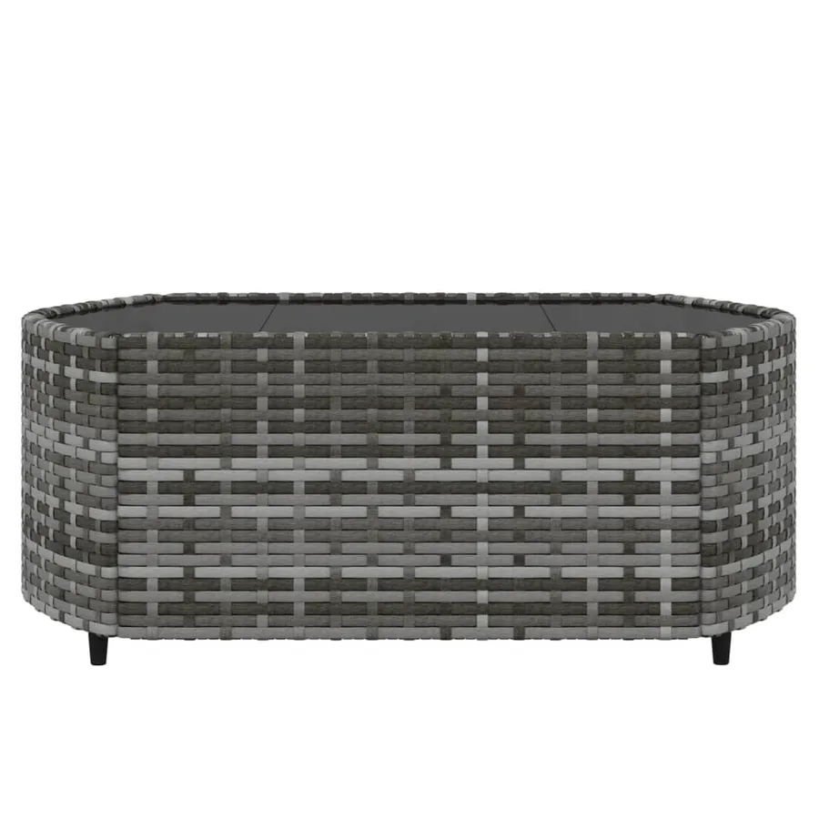 Salon de jardin 4 pcs avec coussins Gris Résine tressée - 8