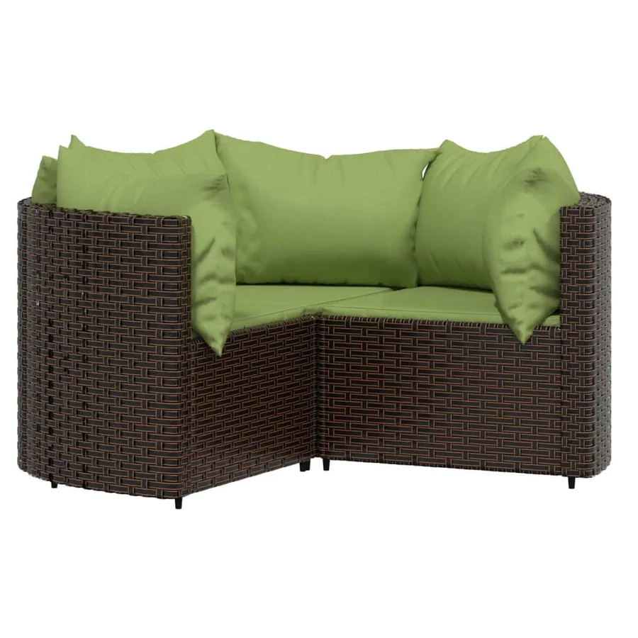 Salon de jardin 4 pcs avec coussins Marron Résine tressée - 3