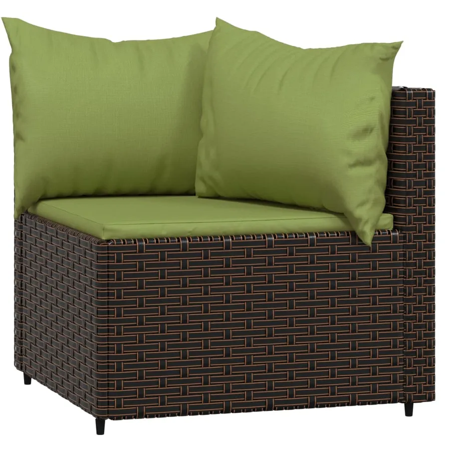 Salon de jardin 4 pcs avec coussins Marron Résine tressée - 4