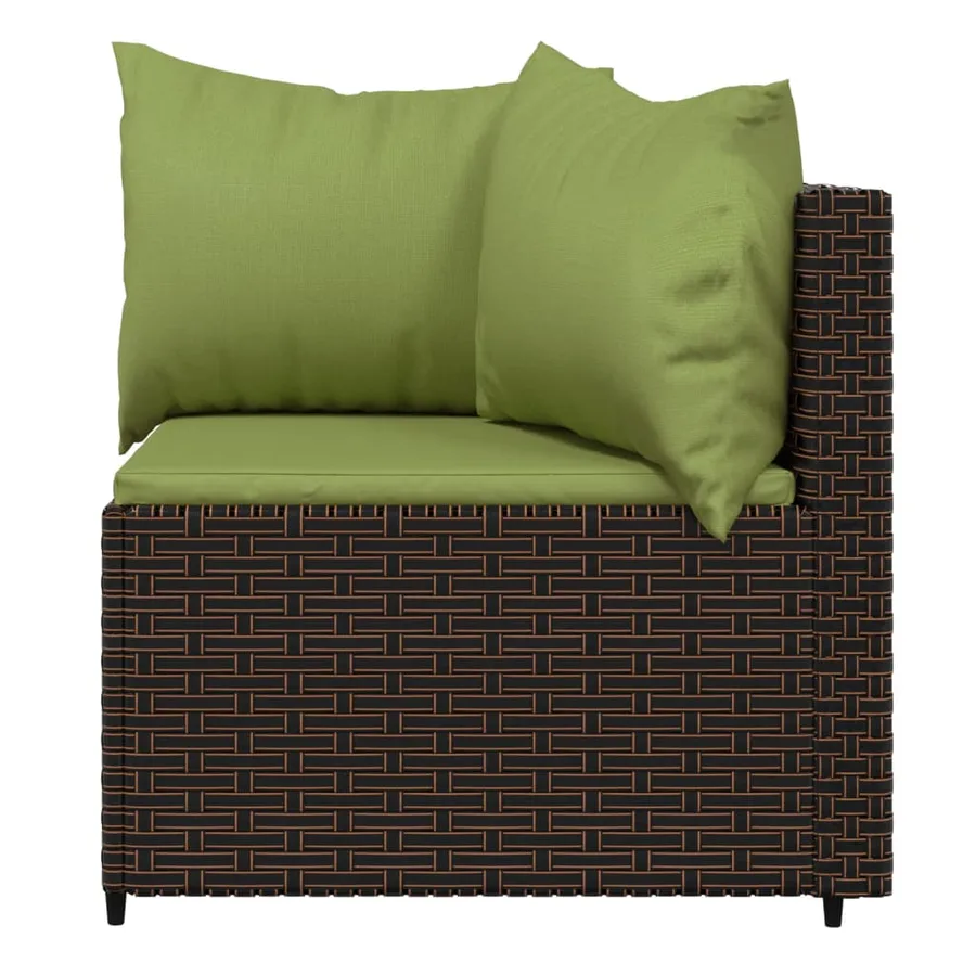 Salon de jardin 4 pcs avec coussins Marron Résine tressée - 5