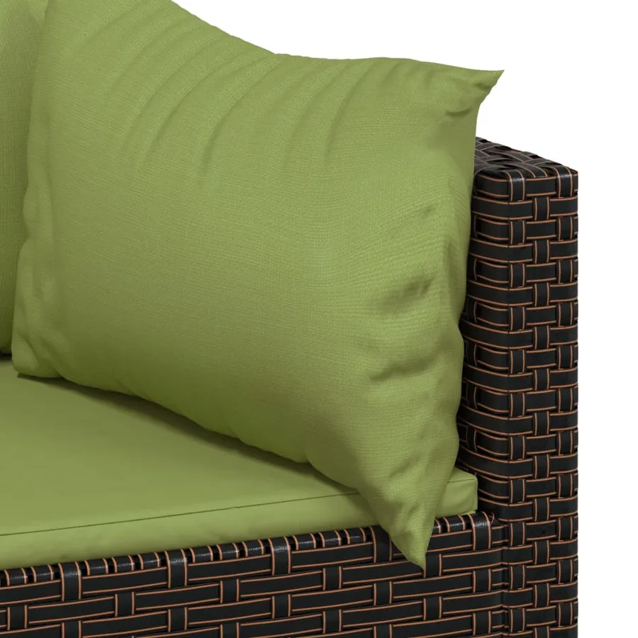 Salon de jardin 4 pcs avec coussins Marron Résine tressée - 6