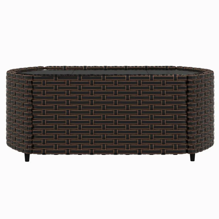Salon de jardin 4 pcs avec coussins Marron Résine tressée - 8