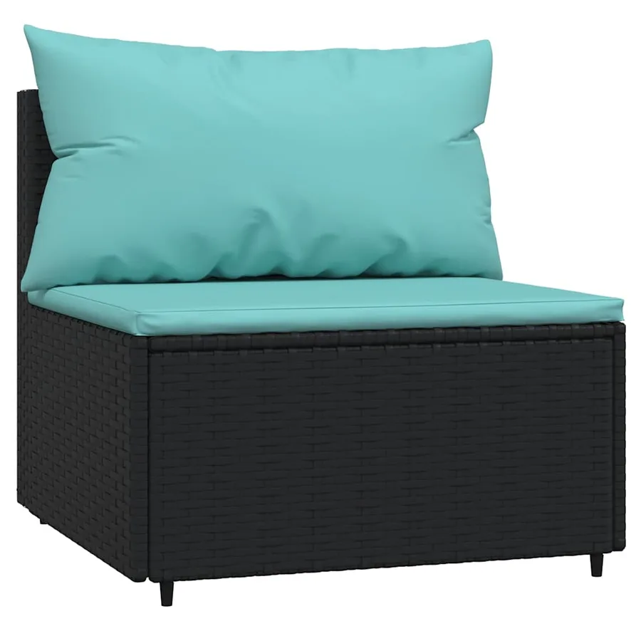 Salon de jardin 4 pcs avec coussins Noir Résine tressée - 5
