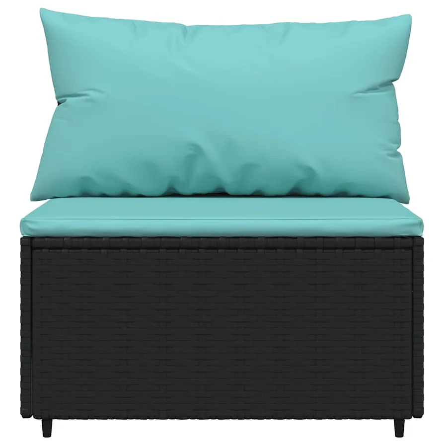 Salon de jardin 4 pcs avec coussins Noir Résine tressée - 6