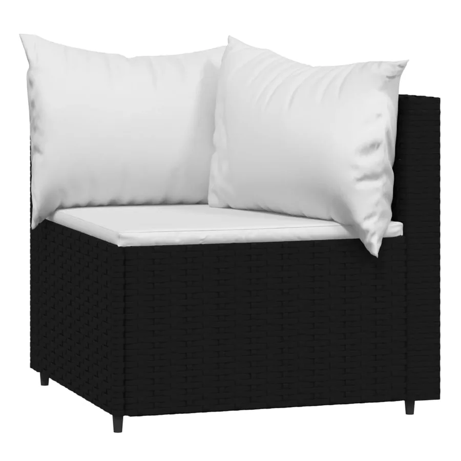 Salon de jardin 4 pcs avec coussins Noir Résine tressée - 4